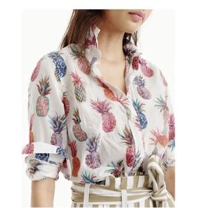 J Crew 100% Cotton  Popover Shirt in Ratti Pineapple Print Size 00